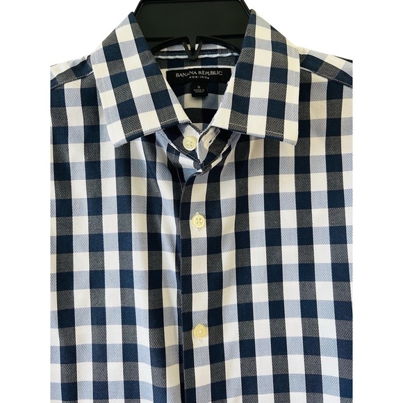 Banana Republic Other - Banana Republic Shirt Mens Small Blue Check Plaid Long Sleeve Camden Fit
